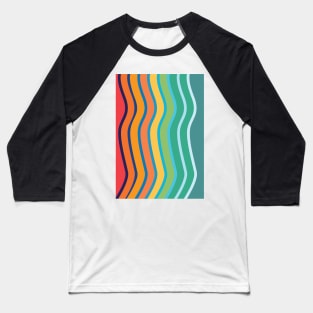 Vibrant Retro Color Waves Graphic Design Baseball T-Shirt